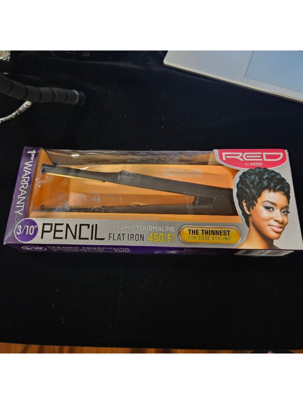 Red By Kiss 3/10" Pencil Ceramic Tourmaline Flat Iron 450°F edge styling